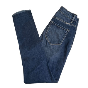 Kancan Womens Dark Wash‎ High Rise Button Fly Skinny Raw Hem Jeans 5/26